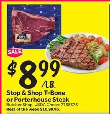 Stop & Shop T-Bone or Porterhouse Steak
