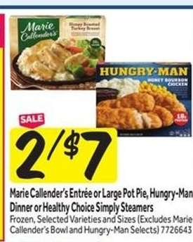 Marie Callender's Entrée or Large Pot Pie, Hungry-Man Dinner or Healthy Choice Simply Steamers