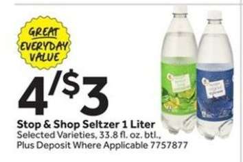 Stop & Shop Seltzer 1 Liter