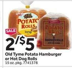 Old Tyme Potato Hamburger or Hot Dog Rolls