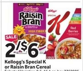 Kellogg's Special K or Raisin Bran Cereal
