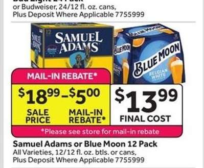 Samuel Adams or Blue Moon 12 Pack