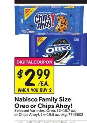 Nabisco Family Size Oreo or Chips Ahoy!