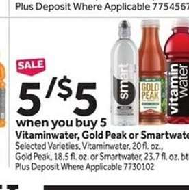 Vitaminwater, Gold Peak or Smartwater