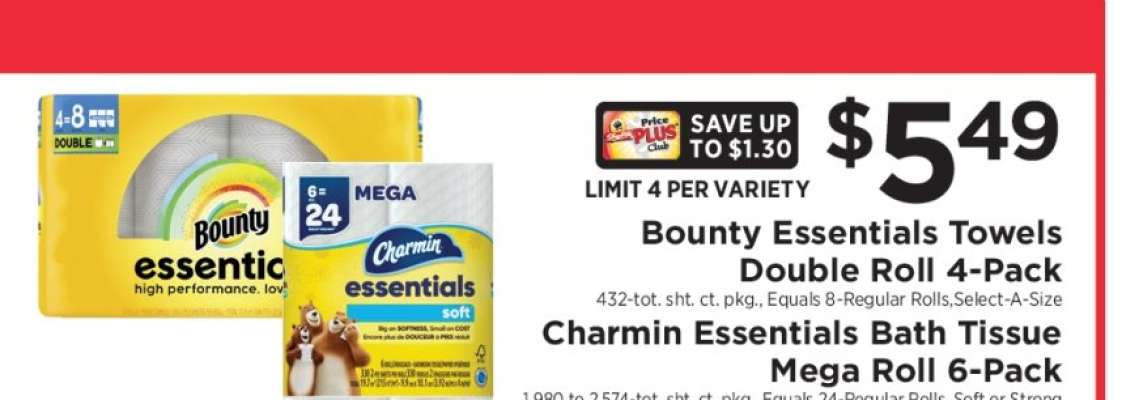 Bounty Essentials Towels Double Roll 4-Pack