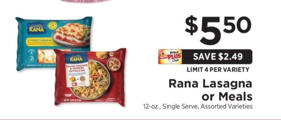 Rana Lasagna or Meals