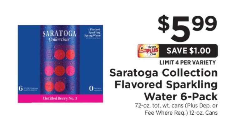 Saratoga Collection Flavored Sparkling Water 6-Pack