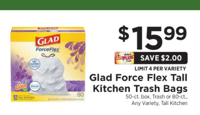 Glad Force Flex Tall Kitchen Trash Bags