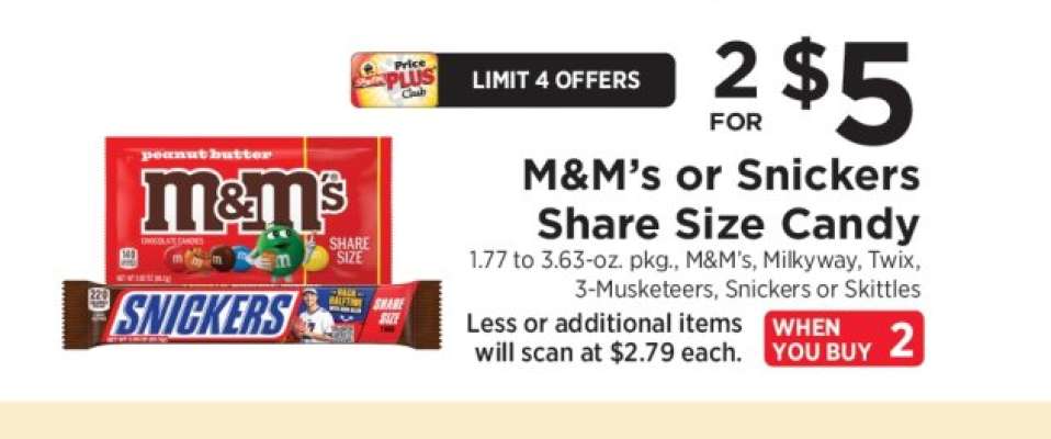 M&M's or Snickers Share Size Candy