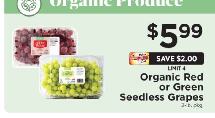 Organic Red or Green Seedless Grapes