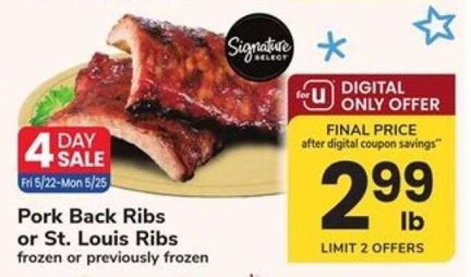 Signature Select Pork Back Ribs or St. Louis Ribs