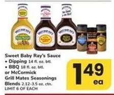 Sweet Baby Ray's Sauce or McCormick Grill Mates Seasonings