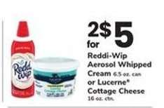 Reddi-Wip Aerosol Whipped Cream or Lucerne Cottage Cheese
