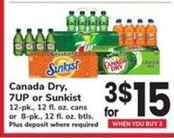 Canada Dry, 7UP or Sunkist