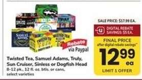 Twisted Tea, Samuel Adams, Truly, Sun Cruiser, Sinless or Dogfish Head
