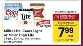 Miller Lite, Coors Light or Miller High Life