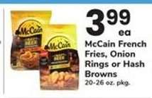 McCain French Fries, Onion Rings or Hash Browns