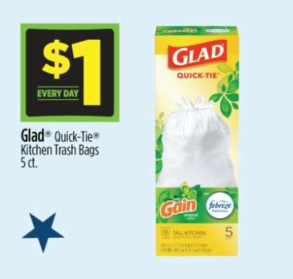 Glad Quick-Tie Kitchen Trash Bags 5 ct.