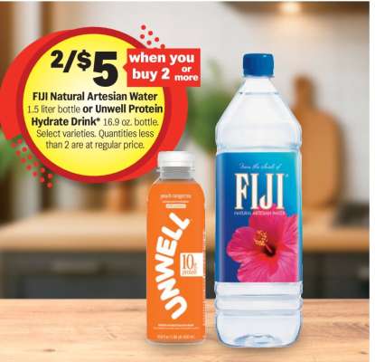FIJI Natural Artesian Water or Unwell Protein Hydrate Drink