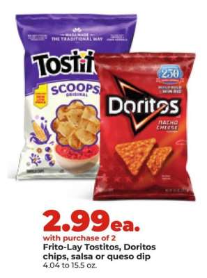 Frito-Lay Tostitos, Doritos chips, salsa or queso dip