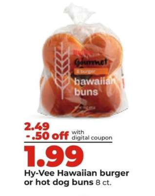 Hy-Vee Hawaiian burger or hot dog buns