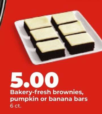 Bakery-fresh brownies, pumpkin or banana bars