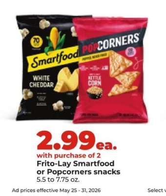 Frito-Lay Smartfood or Popcorners snacks