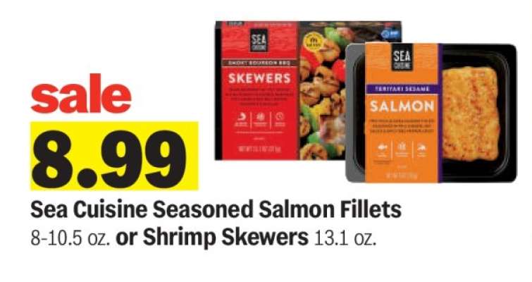 Sea Cuisine Seasoned Salmon Fillets or Shrimp Skewers