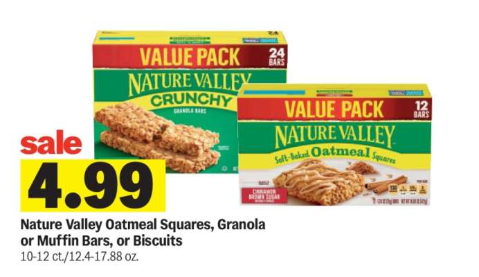 Nature Valley Oatmeal Squares, Granola or Muffin Bars, or Biscuits