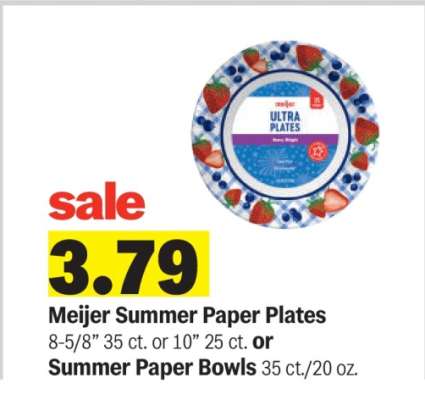 Meijer Summer Paper Plates or Summer Paper Bowls