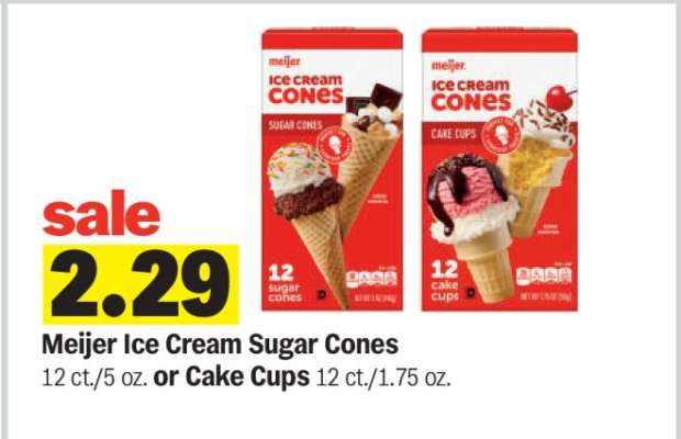 Meijer Ice Cream Sugar Cones or Cake Cups