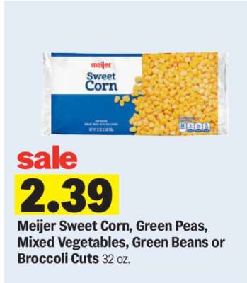 Meijer Sweet Corn, Green Peas, Mixed Vegetables, Green Beans or Broccoli Cuts