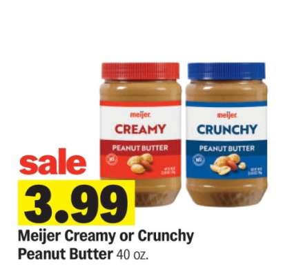 Meijer Creamy or Crunchy Peanut Butter