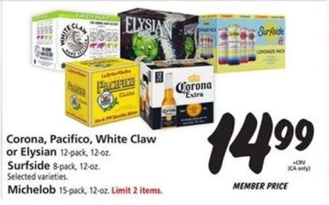 Corona, Pacifico, White Claw, Elysian, Surfside, Michelob