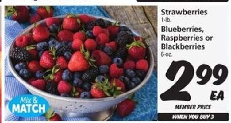 Strawberries, Blueberries, Raspberries or Blackberries