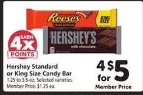 Hershey Standard or King Size Candy Bar