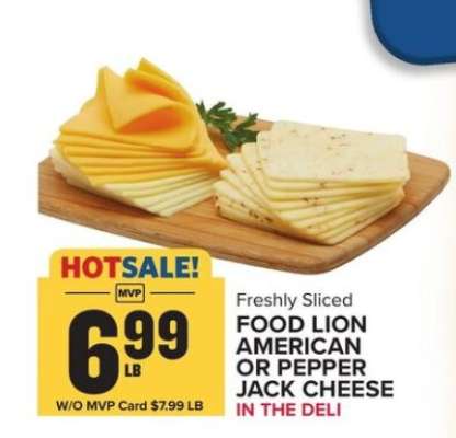 Food Lion American or Pepper Jack Cheese