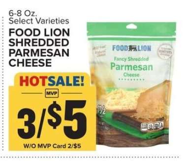 FOOD LION SHREDDED PARMESAN CHEESE
