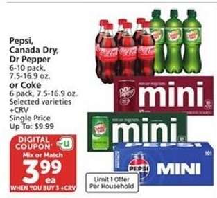 Pepsi, Canada Dry, Dr Pepper, or Coke
