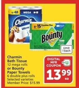 Charmin Bath Tissue or Bounty Paper Towels