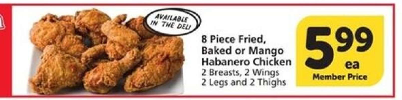 8 Piece Fried, Baked or Mango Habanero Chicken