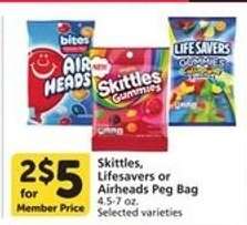Skittles, Lifesavers or Airheads Peg Bag
