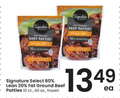 Signature Select 80% Lean 20% Fat Ground Beef Patties