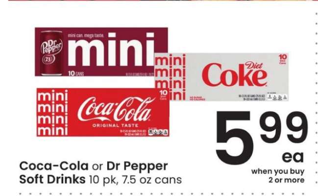 Coca-Cola or Dr Pepper Soft Drinks
