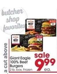 Giant Eagle 100% Beef Burgers