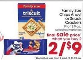 Family Size Chips Ahoy! or Snack Crackers