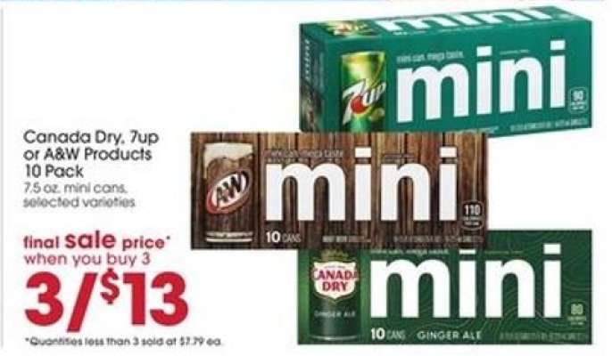 Canada Dry, 7up or A&W Products 10 Pack