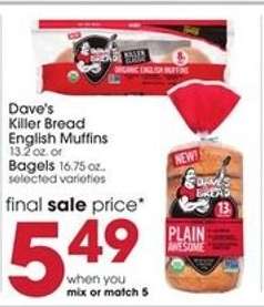 Dave's Killer Bread English Muffins or Bagels