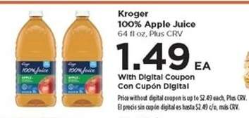 Kroger 100% Apple Juice