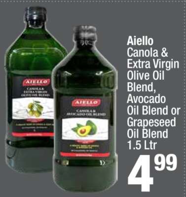 Aiello Canola & Extra Virgin Olive Oil Blend, Avocado Oil Blend or Grapeseed Oil Blend